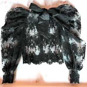 Elegant Black Lace Women's Top